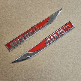 Brand New 2PCS Nismo Red Metal Emblem Car Trunk Side Wing Fender Decal Badge Sticker