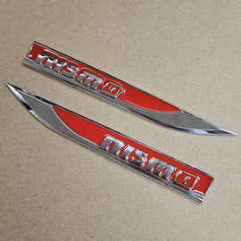 Brand New 2PCS Nismo Red Metal Emblem Car Trunk Side Wing Fender Decal Badge Sticker