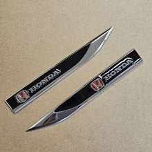 Load image into Gallery viewer, Brand New 2PCS Honda Black Metal Emblem Car Trunk Side Wing Fender Decal Badge Sticker