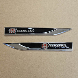 Brand New 2PCS Honda Black Metal Emblem Car Trunk Side Wing Fender Decal Badge Sticker