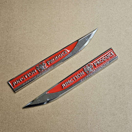 Brand New 2PCS JP JUNCTION PRODUCE RED Metal Emblem Car Trunk Side Wing Fender Decal Badge Sticker