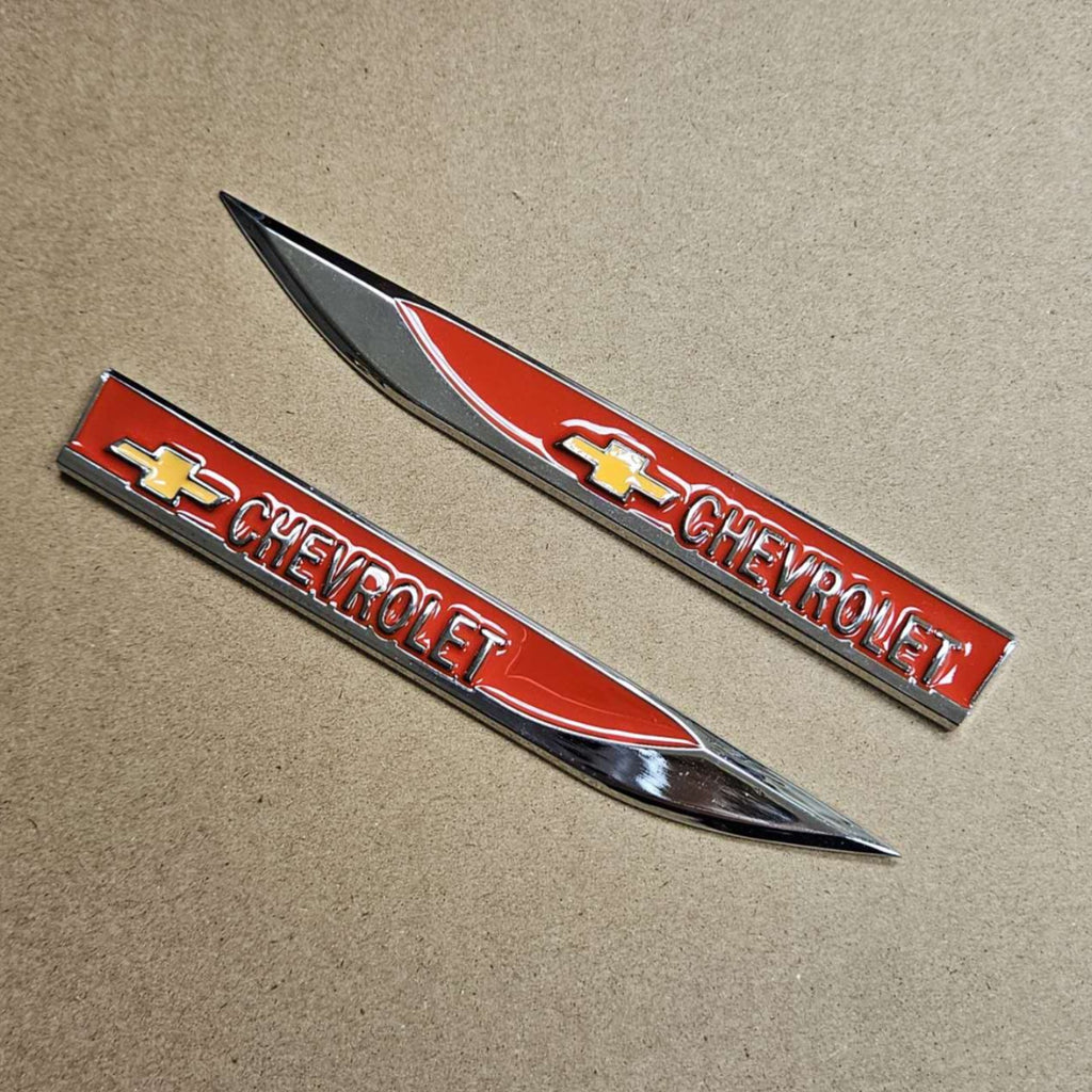 Brand New 2PCS CHEVROLET Red Metal Emblem Car Trunk Side Wing Fender Decal Badge Sticker