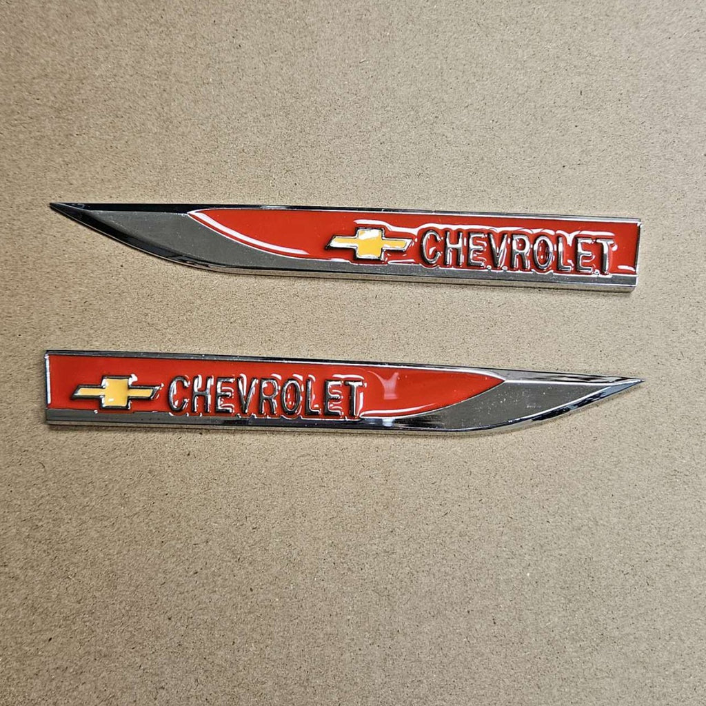 Brand New 2PCS CHEVROLET Red Metal Emblem Car Trunk Side Wing Fender Decal Badge Sticker