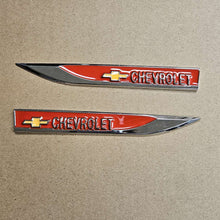 Load image into Gallery viewer, Brand New 2PCS CHEVROLET Red Metal Emblem Car Trunk Side Wing Fender Decal Badge Sticker