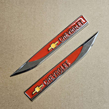 Load image into Gallery viewer, Brand New 2PCS CHEVROLET Red Metal Emblem Car Trunk Side Wing Fender Decal Badge Sticker