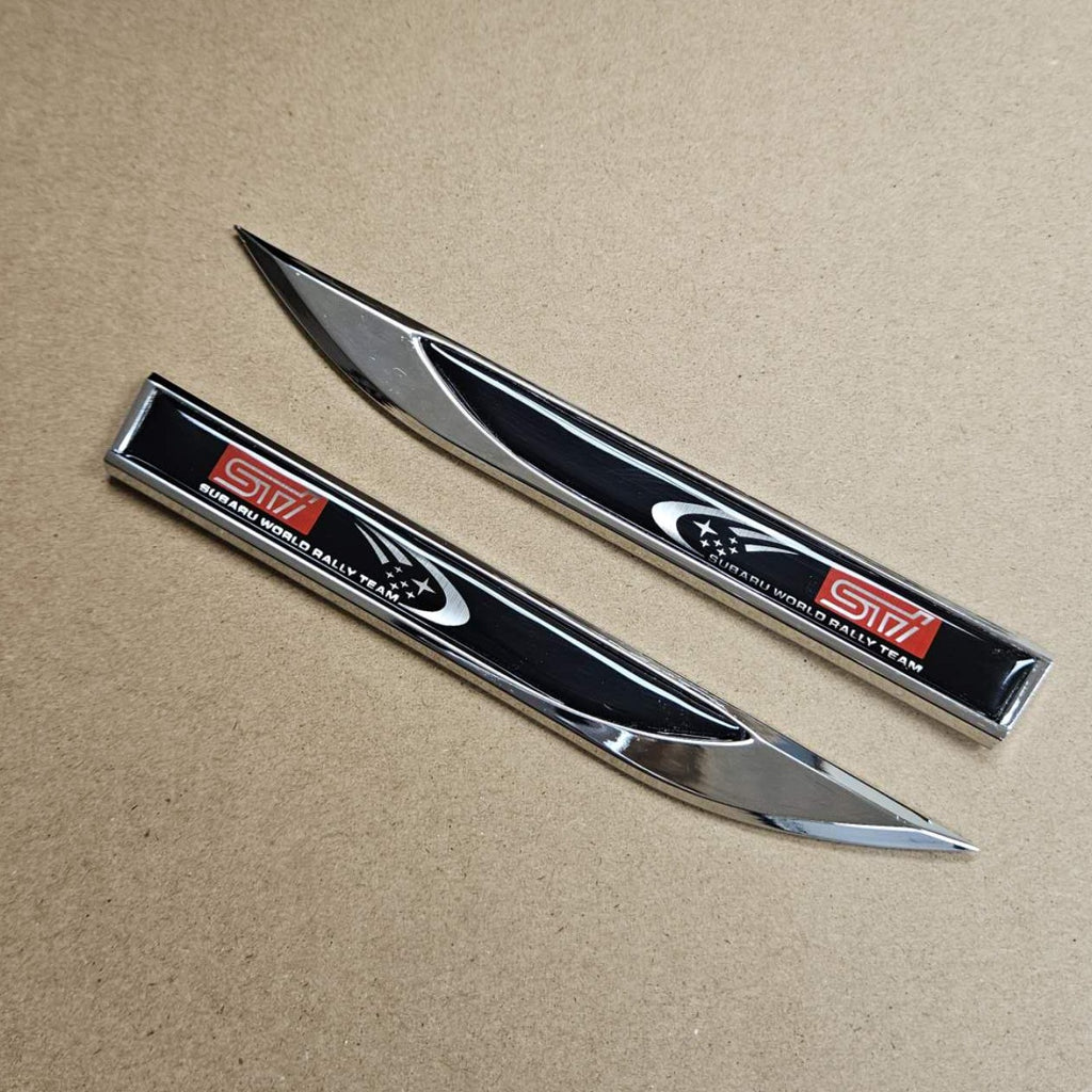 Brand New 2PCS SUBARU STI Black Metal Emblem Car Trunk Side Wing Fender Decal Badge Sticker