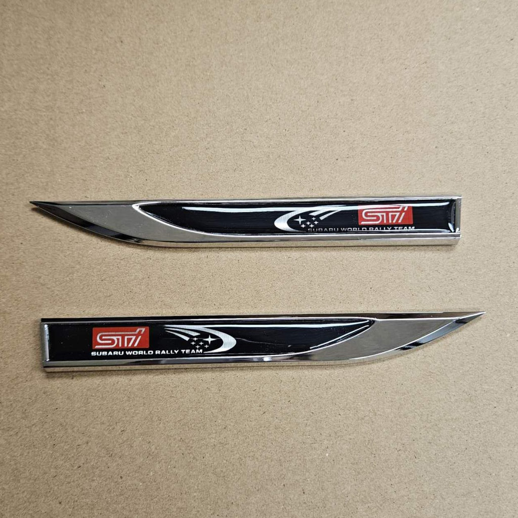 Brand New 2PCS SUBARU STI Black Metal Emblem Car Trunk Side Wing Fender Decal Badge Sticker