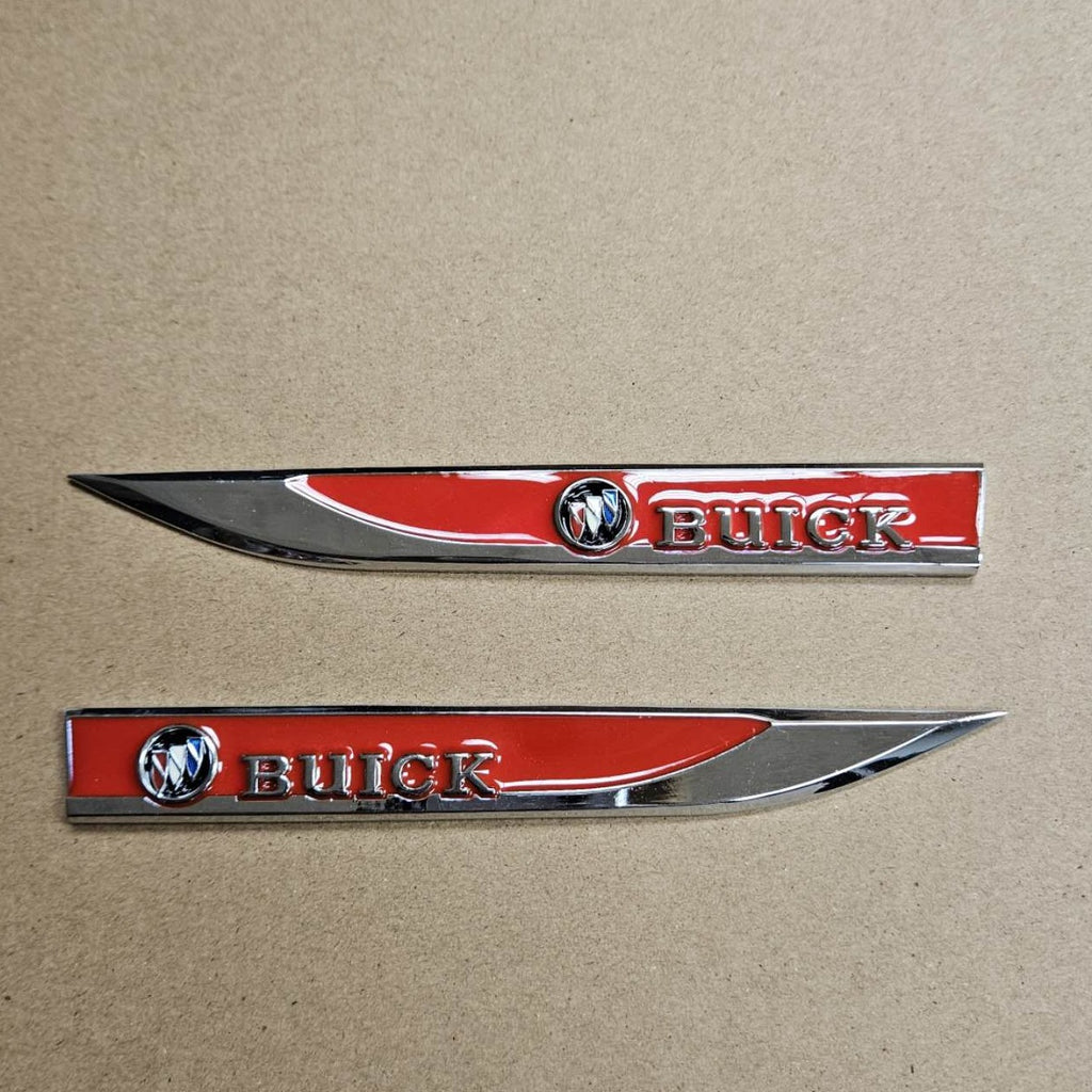 Brand New 2PCS BUICK Red Metal Emblem Car Trunk Side Wing Fender Decal Badge Sticker