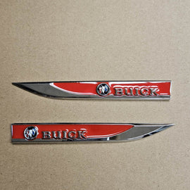 Brand New 2PCS BUICK Red Metal Emblem Car Trunk Side Wing Fender Decal Badge Sticker