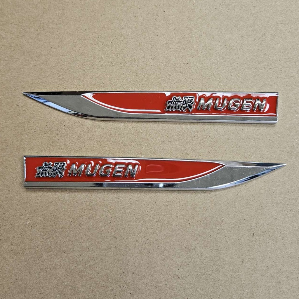 Brand New 2PCS Mugen Red Metal Emblem Car Trunk Side Wing Fender Decal Badge Sticker