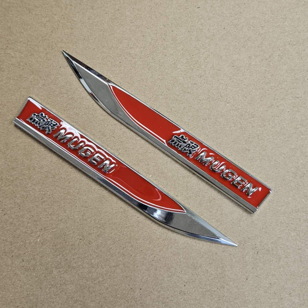 Brand New 2PCS Mugen Red Metal Emblem Car Trunk Side Wing Fender Decal Badge Sticker