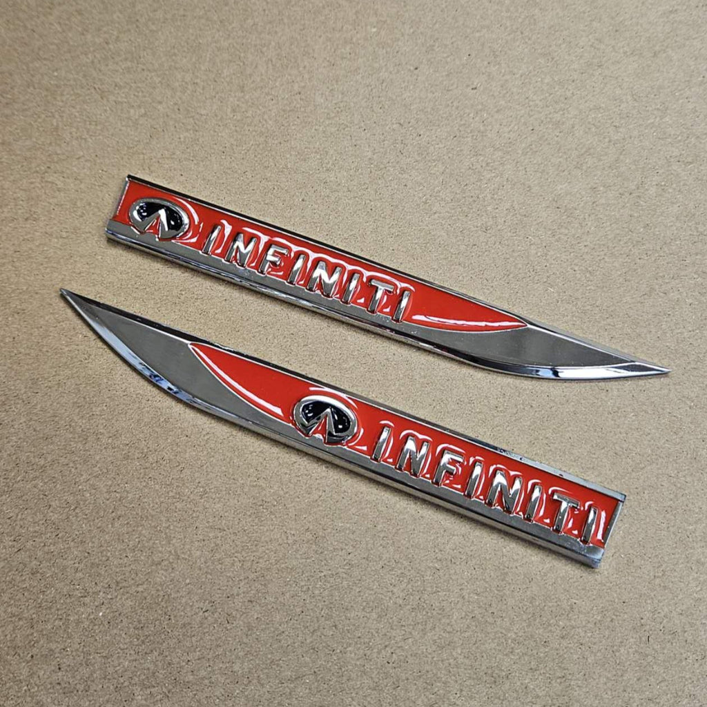 Brand New 2PCS INFINITI Red Metal Emblem Car Trunk Side Wing Fender Decal Badge Sticker