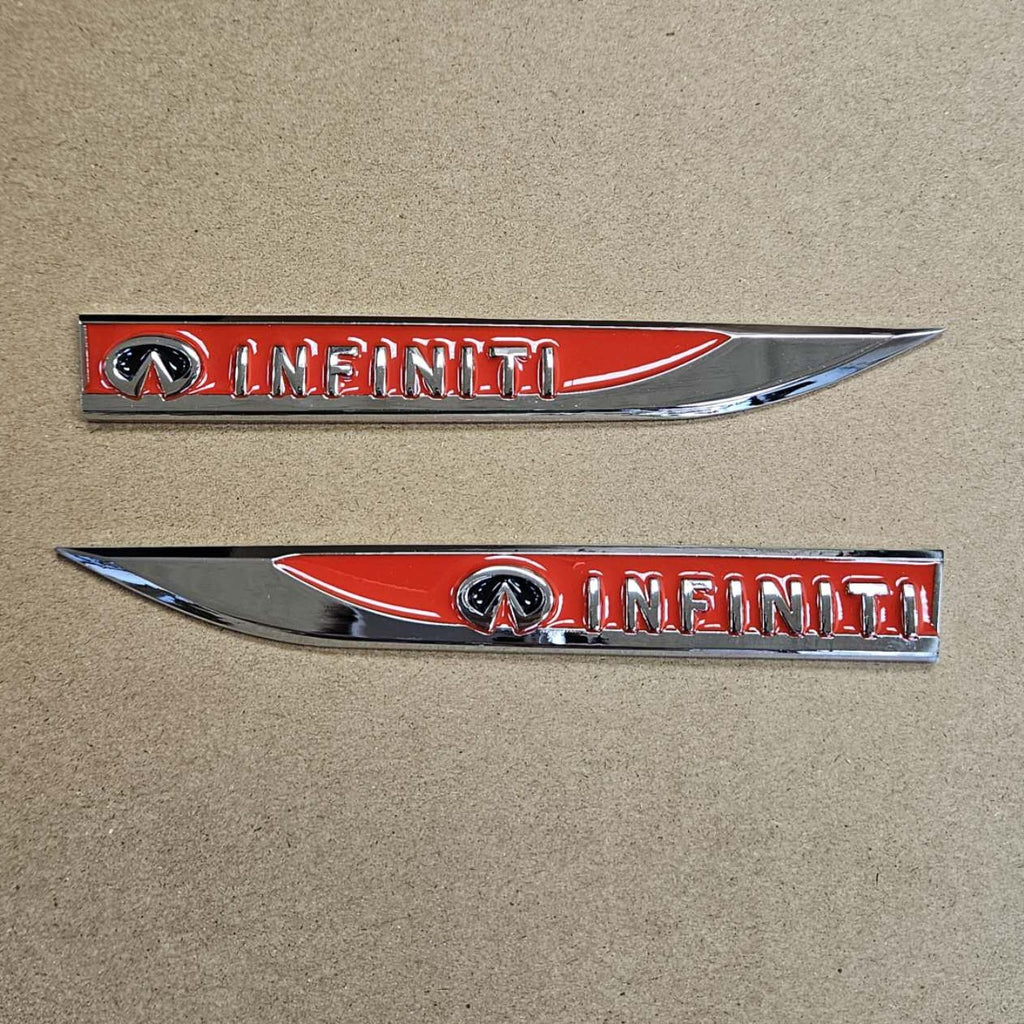 Brand New 2PCS INFINITI Red Metal Emblem Car Trunk Side Wing Fender Decal Badge Sticker