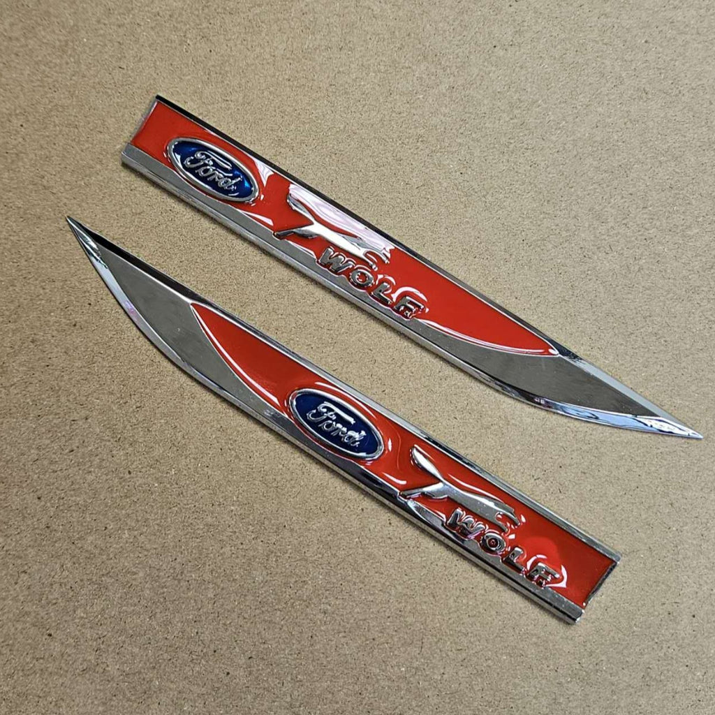 Brand New 2PCS Ford Red Metal Emblem Car Trunk Side Wing Fender Decal Badge Sticker