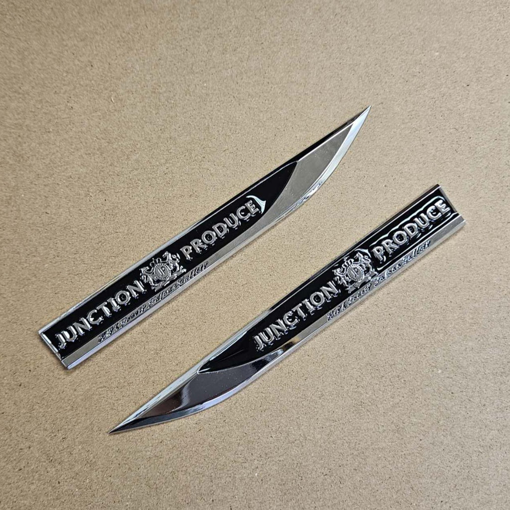 Brand New 2PCS JP JUNCTION PRODUCE Black Metal Emblem Car Trunk Side Wing Fender Decal Badge Sticker