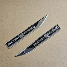 Load image into Gallery viewer, Brand New 2PCS JP JUNCTION PRODUCE Black Metal Emblem Car Trunk Side Wing Fender Decal Badge Sticker