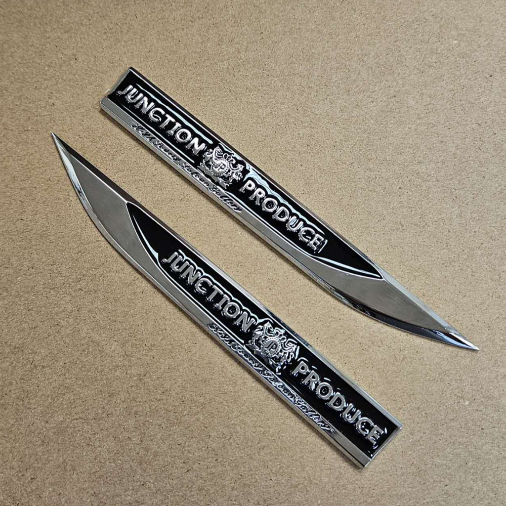 Brand New 2PCS JP JUNCTION PRODUCE Black Metal Emblem Car Trunk Side Wing Fender Decal Badge Sticker