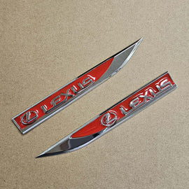 Brand New 2PCS LEXUS RED Metal Emblem Car Trunk Side Wing Fender Decal Badge Sticker