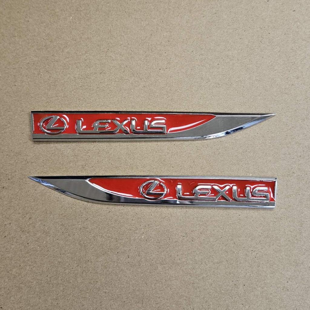 Brand New 2PCS LEXUS RED Metal Emblem Car Trunk Side Wing Fender Decal Badge Sticker