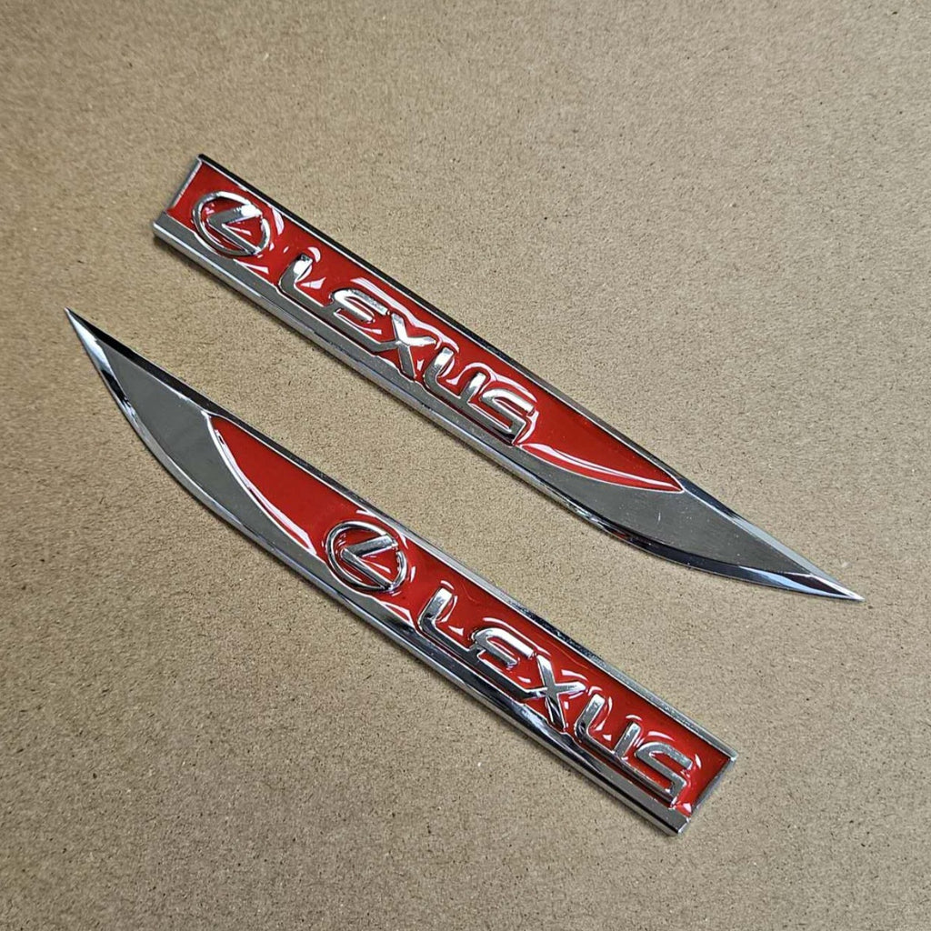 Brand New 2PCS LEXUS RED Metal Emblem Car Trunk Side Wing Fender Decal Badge Sticker