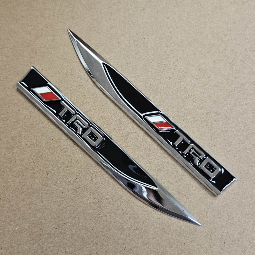 Brand New 2PCS TRD BLACK Metal Emblem Car Trunk Side Wing Fender Decal Badge Sticker