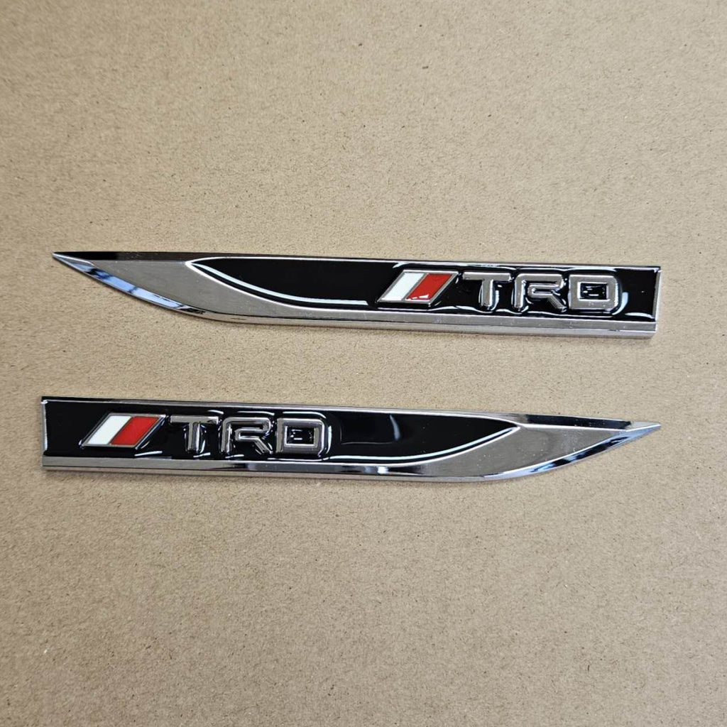 Brand New 2PCS TRD BLACK Metal Emblem Car Trunk Side Wing Fender Decal Badge Sticker