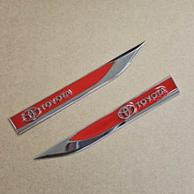 Load image into Gallery viewer, Brand New 2PCS TOYOTA RED Metal Emblem Car Trunk Side Wing Fender Decal Badge Sticker