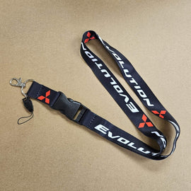 BRAND NEW MITSUBISHI EVOLUTION Car Keychain Tag Rings Keychain JDM Drift Lanyard Black