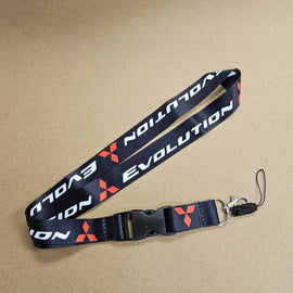 BRAND NEW MITSUBISHI EVOLUTION Car Keychain Tag Rings Keychain JDM Drift Lanyard Black