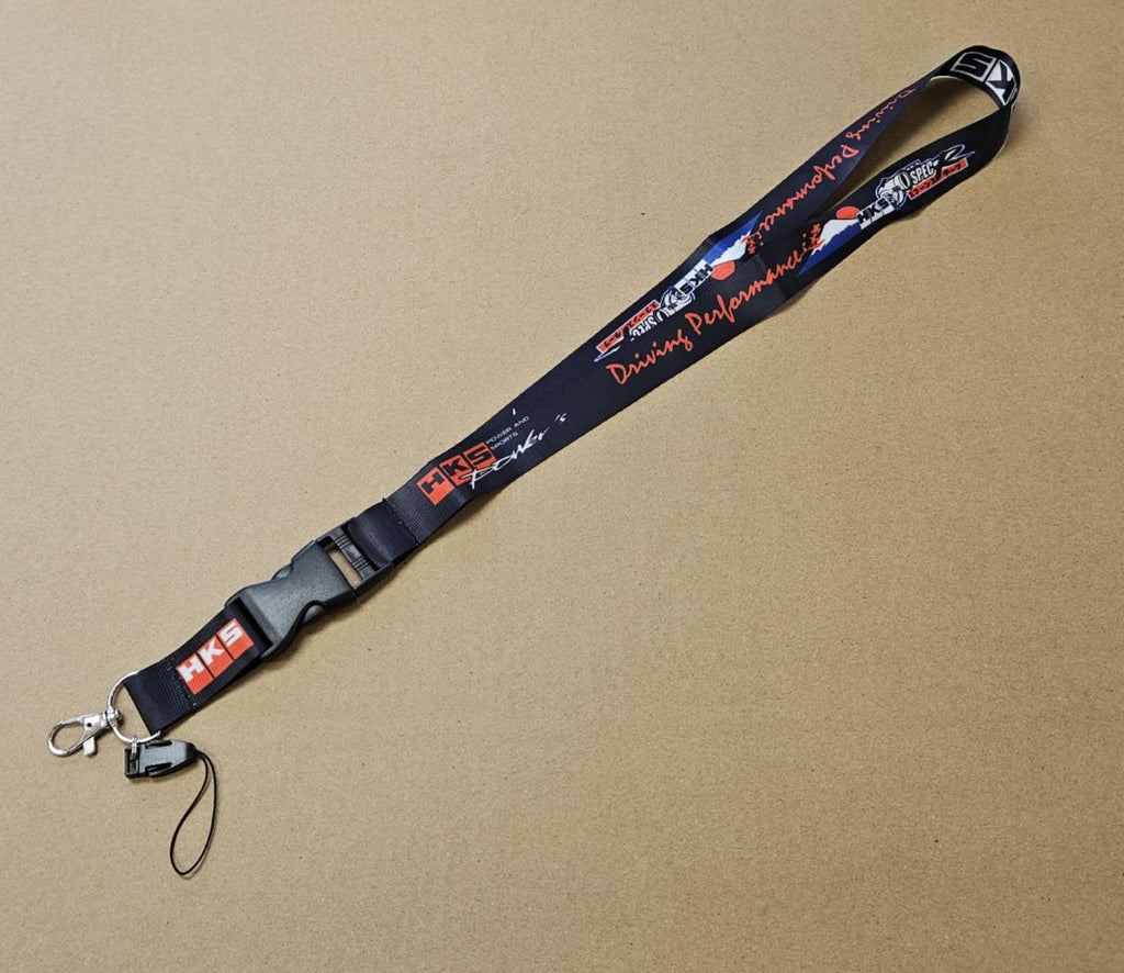 BRAND NEW HKS Car Keychain Tag Rings Keychain JDM Drift Lanyard Black