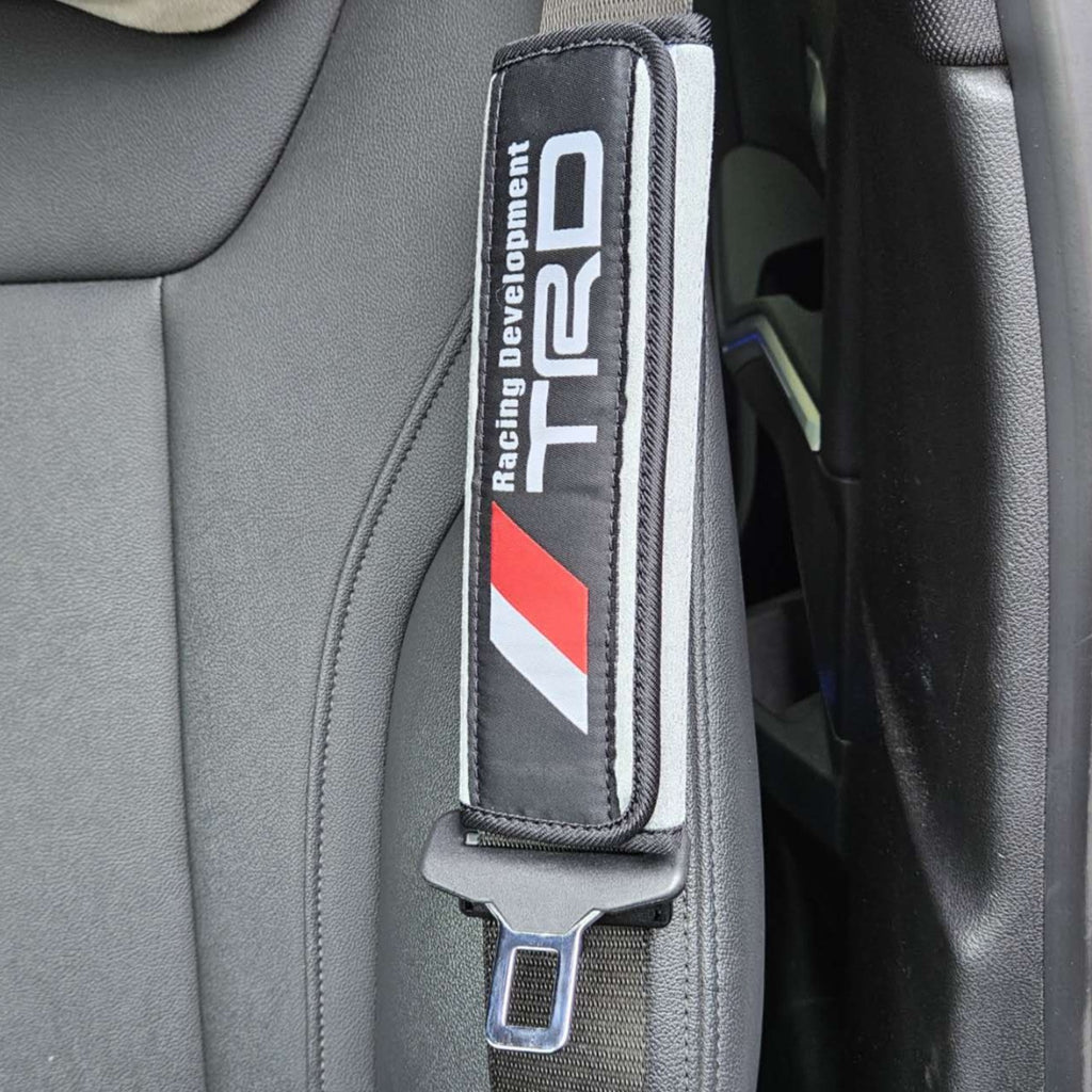 BRAND NEW UNIVERSAL 2PCS TOYOTA TRD Silver / Black  Car Seat Belt Cover Pads Shoulder Pad Cushion