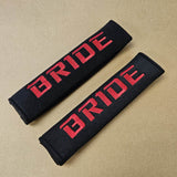 Brand New 2PCS JDM BRIDE Black Racing Logo Embroidery Seat Belt Cover Shoulder Pads