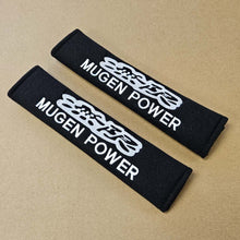 Load image into Gallery viewer, Brand New 2PCS JDM MUGEN POWER Black Racing Logo Embroidery Seat Belt Cover Shoulder Pads