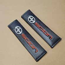Load image into Gallery viewer, Brand New Universal 2PCS SCION Carbon Fiber Car Seat Belt Covers Shoulder Pad Cushion