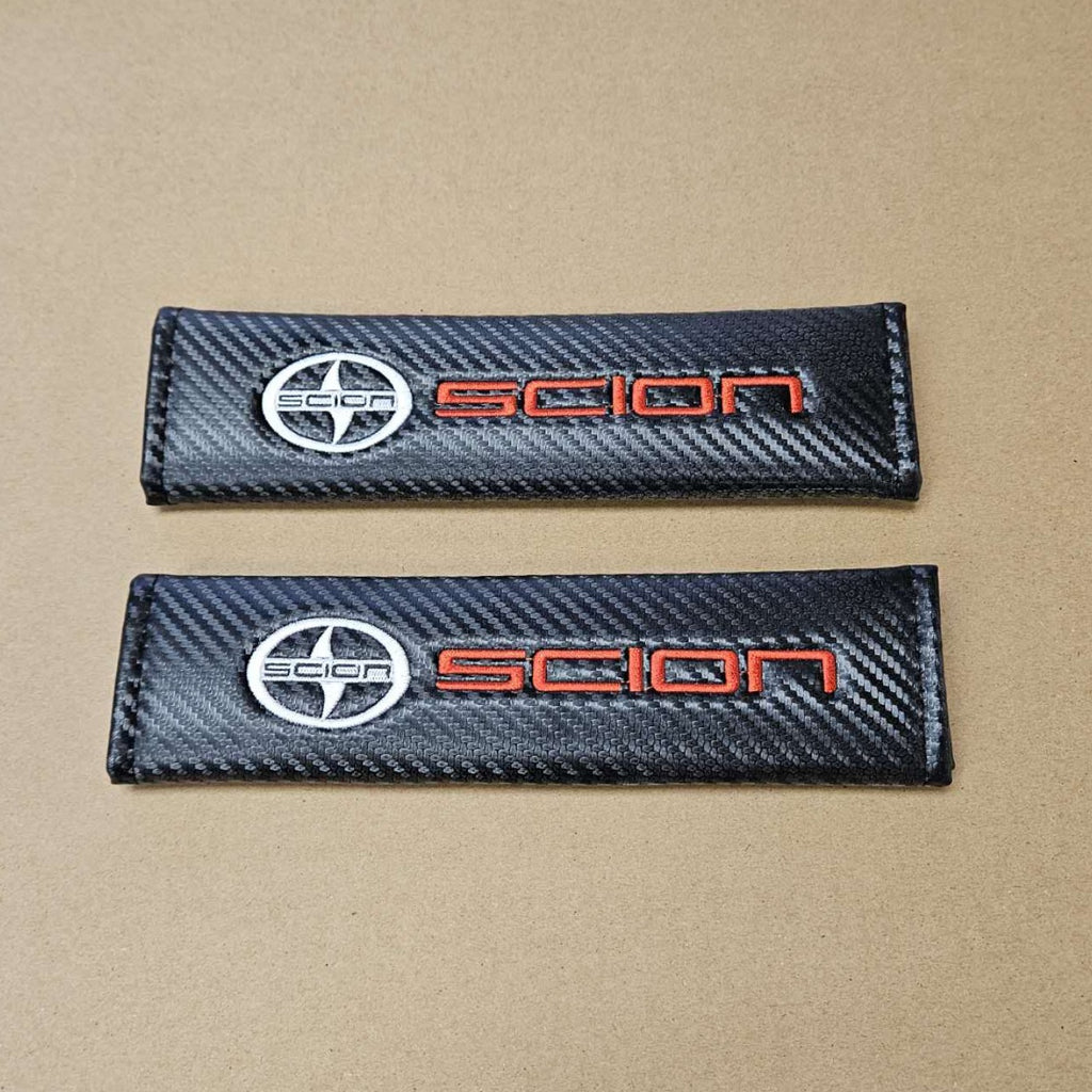 Brand New Universal 2PCS SCION Carbon Fiber Car Seat Belt Covers Shoulder Pad Cushion