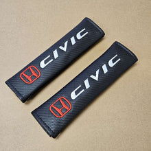 Load image into Gallery viewer, Brand New Universal 2PCS Honda Civic Carbon Fiber Car Seat Belt Covers Shoulder Pad Cushion