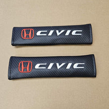 Load image into Gallery viewer, Brand New Universal 2PCS Honda Civic Carbon Fiber Car Seat Belt Covers Shoulder Pad Cushion