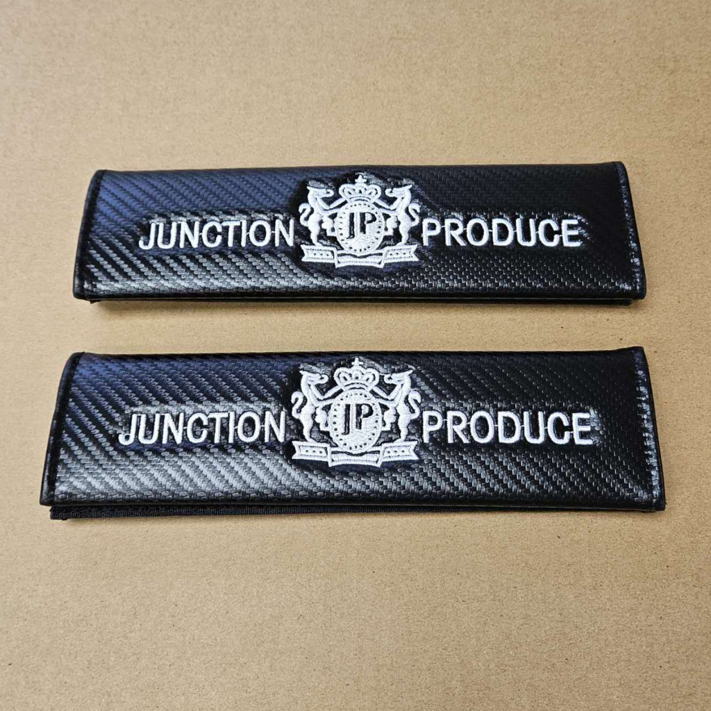 Brand New Universal 2PCS JP JUNCTION PRODUCE Carbon Fiber Car Seat Belt Covers Shoulder Pad Cushion