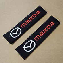 Load image into Gallery viewer, Brand New Universal 2PCS MAZDA Fabric Seat Belt Cover Shoulder Pads Cushions Black