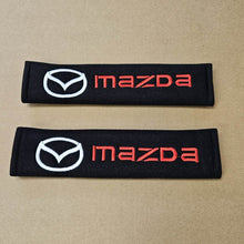 Load image into Gallery viewer, Brand New Universal 2PCS MAZDA Fabric Seat Belt Cover Shoulder Pads Cushions Black