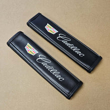 Load image into Gallery viewer, Brand New Universal 2PCS CADILLAC Black Leather Auto Car Seat Belt Covers Shoulder Pads Cushion
