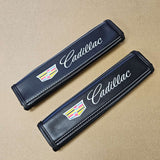 Brand New Universal 2PCS CADILLAC Black Leather Auto Car Seat Belt Covers Shoulder Pads Cushion