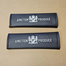 Brand New Universal 2PCS VIP JUNCTION PRODUCE Black Leather Auto Car Seat Belt Covers Shoulder Pads Cushion