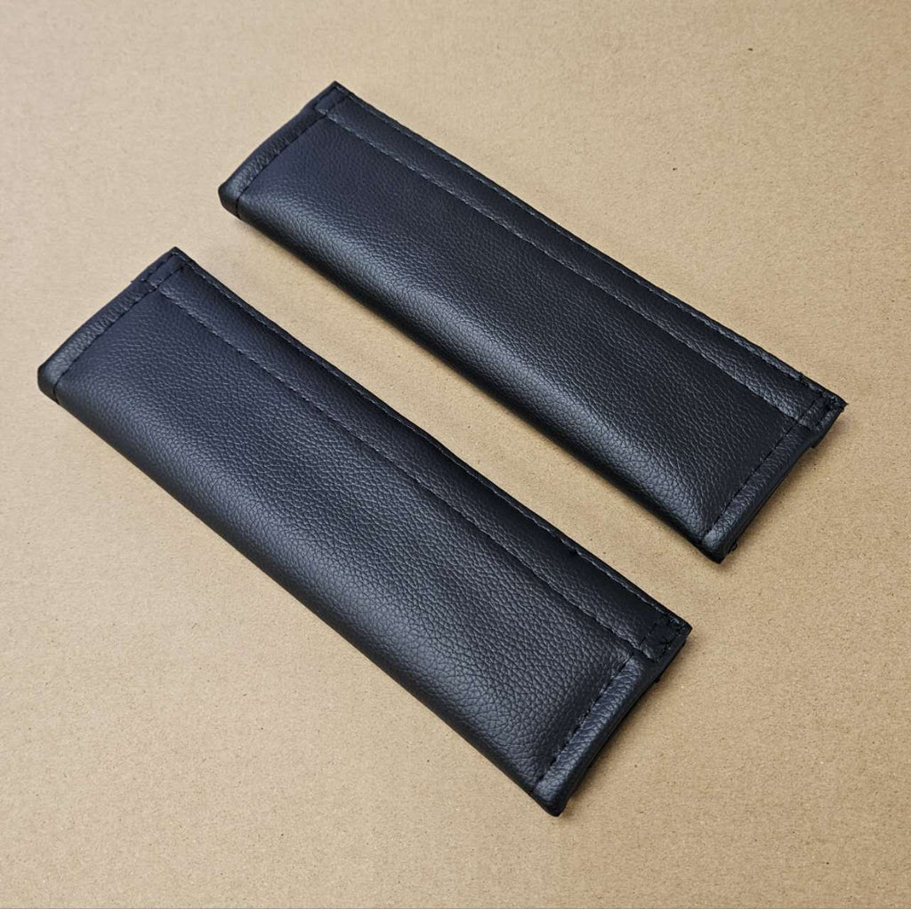 Brand New Universal 2PCS SUPREME Black Leather Auto Car Seat Belt Covers Shoulder Pads Cushion