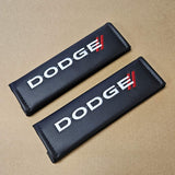 Brand New Universal 2PCS DODGE Black Leather Auto Car Seat Belt Covers Shoulder Pads Cushion