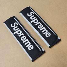 Load image into Gallery viewer, BRAND NEW 2PCS SUPREME Silver / Black  Car Seat Belt Cover Pads Shoulder Pad Cushion