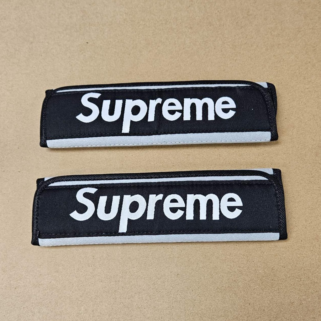 BRAND NEW 2PCS SUPREME Silver / Black  Car Seat Belt Cover Pads Shoulder Pad Cushion