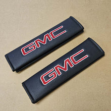 Load image into Gallery viewer, Brand New Universal 2PCS GMC Black Leather Auto Car Seat Belt Covers Shoulder Pads Cushion