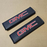Brand New Universal 2PCS GMC Black Leather Auto Car Seat Belt Covers Shoulder Pads Cushion