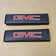 Load image into Gallery viewer, Brand New Universal 2PCS GMC Black Leather Auto Car Seat Belt Covers Shoulder Pads Cushion